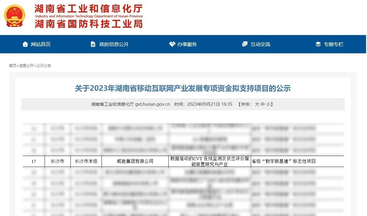喜讯|威胜集团获湖南省移动互联网工业生长专项资金支持 - 威胜集团有限公司