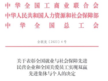 喜讯！威胜集团荣获“天下就业与社会包管先进民营企业”称呼！